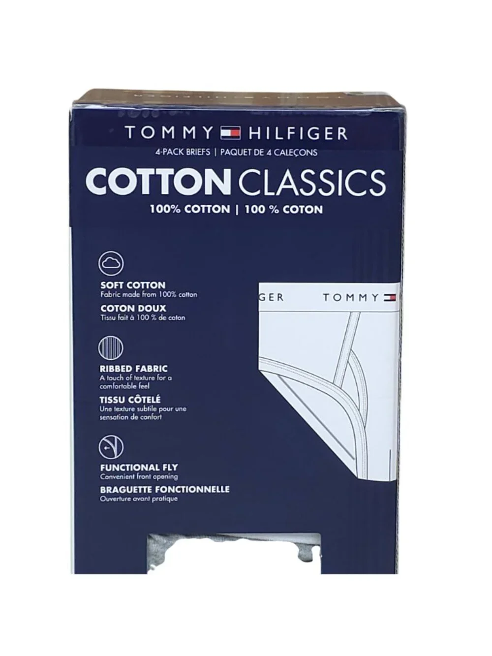 Tommy Hilfiger Men Cotton Classics Briefs 4-Pack L Soft Ribbed Fabric Black Gray